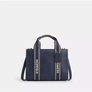 Coach Leather Smith Tote 24 with Striped Handles.